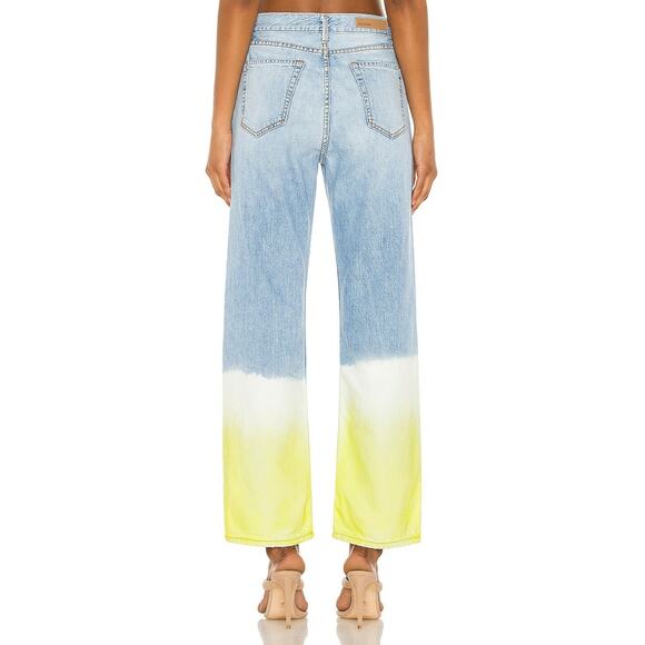 GRLFRND Emily straight leg high waist cropped jeans in Yellow Horizon Sz 30 NEW - Picture 5 of 12